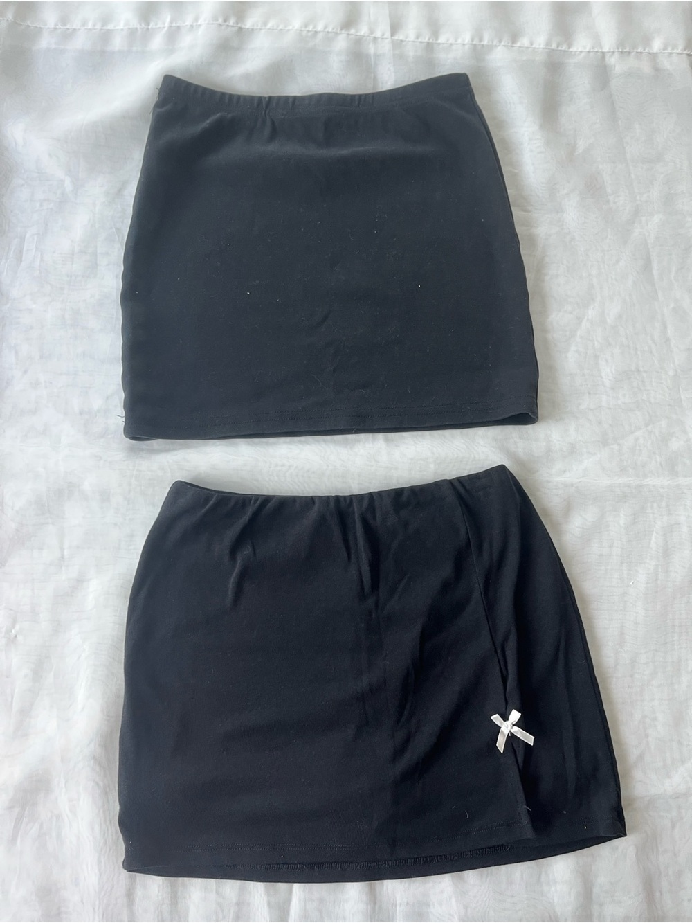 Heart Hips Black Mini Skirt Duo with Bow Accent